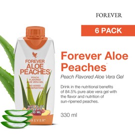 Forever Living - Forever Aloe Peaches - Supports Digestion, Immune System, Energy Levels No Preservatives, Vegan, Gluten-Free - 6 Packs