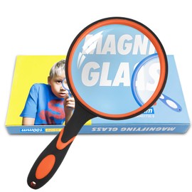 Fousenuk Magnifying Glass Large 100 mm, Reading Magnifying Glass, High Clarity, Lightweight, Shatterproof Handheld Magnifying Glass, Non-Slip Handle Magnifying Glass for Seniors, Children, Jewelers,