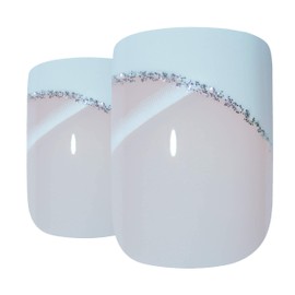 Bling Art False Nails French Manicure Gel Glitter Polished Matte 24 Full Cover Medium Tips UK (Shooting Star)