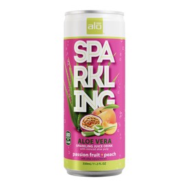 ALO Sparkling Passion Fruit & Peach Carbonated Aloe Vera Juice Drink | 11.2 fl oz, Pack of 6 | Plant-Based Beverage, Vegan
