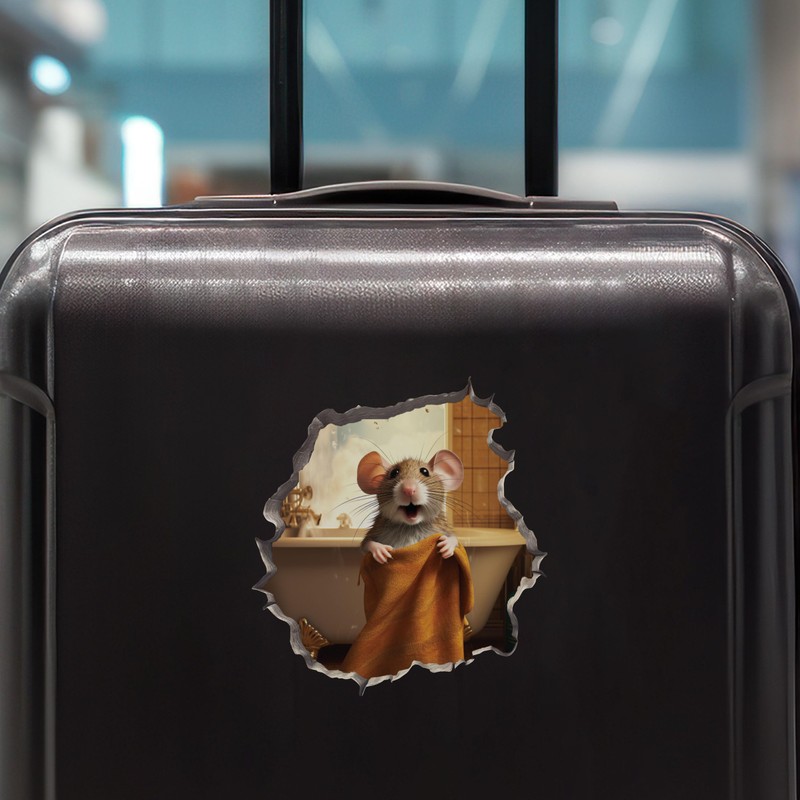 Bathroom Towel Mouse Wall Hole Decal - Wall Sticker with