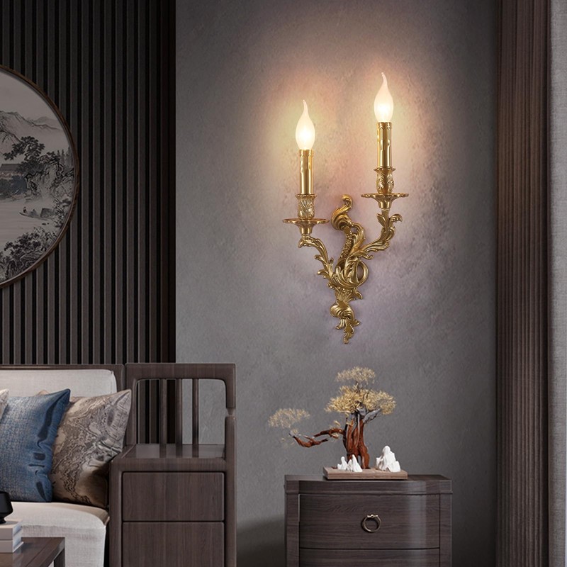 XYDikssn Rustic Brass Wall Sconce French Wall Light Fixture Retro