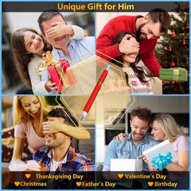Novelty Gifts 6 in 1 Pens for Men, Multi Tools Pen EDC Unique Gadget as Christmas, Valetentine's Day, Father' Day, Birthday Pens Gifts for Dad, Boyfriends (Red)