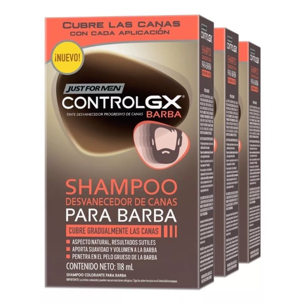 Just For Men Control Gx Barba Shampoo Desvanecedor 3-pack