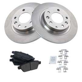 TRQ Rear Brake Pad & Rotor Kit Brake Pads Brake Rotor Semi-Metallic Compatible with 2006-2012 Ford Fusion 2007-2012 Lincoln MKZ 2006 Zephyr 2006-2013 Mazda 6 2006-2010 Mercury Milan