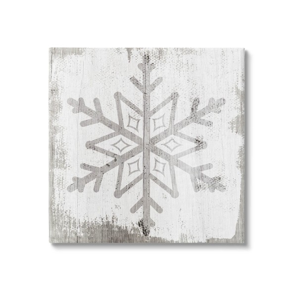 Stupell Industries Rustic Winter Snowflake Shape Canvas Wall Art, Design