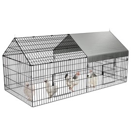 PawGiant Chicken Coop 86"×40" Chicken Run Pen for Yard with Cover Outdoor Metal Portable Chicken Tractor Cage Enclosure Crate Outside for Small Animals Duck Rabbit Hen