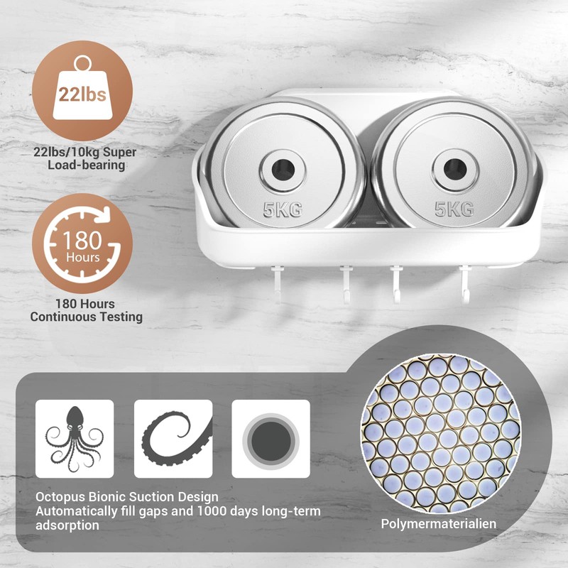 Luxear Shower Caddy, Suction Cup Shower Shelf, No Drilling Powerful