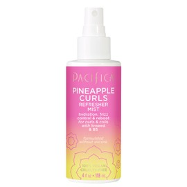 Pacifica Pineapple Curls Refresher Mist - Curl Refresher Spray, with Hyaluronic Acid, Vitamin B5 and Plant Oils, Vegan and Dermatologist Tested Curly Hair Products and Wavy Hair Products - 4 Fl Oz