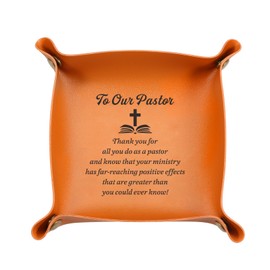 Pastor Gifts for Men Pastor Appreciation Gifts for Men Women Pastor Gift for Wedding Church Anniversary Day Gift Easter Basket Stuffers for Adults Priest Minister Appreciation Baptism Leather Tray