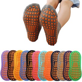 12 Pairs Non Slip Yoga Socks with Grips Women Trampoline Floor Socks Adult Home Socks for Pilates Ballet Barre Yoga