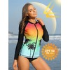 ATTRACO Womens Rash Vest Zipper Long Sleeve UPF 50 Rash
