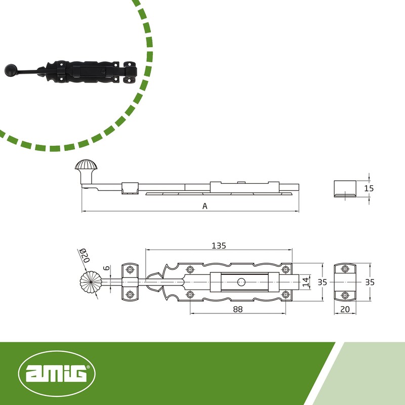 Amig - Overlay Pin | Door Latch | Heavy Duty