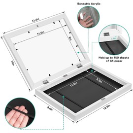cratth [4-Pack] Kids Artwork Frames Changeable, 11.8 x 8.3-IN Frames for Kids Artwork, Front Opening Picture Frames, Home Decor, Up to 150 Pcs of Kids Art Frame, Craft Storage, Hanging Wall Decor, Art Display for Kids Artwork, for 3D Pictures, Crafts, Ch