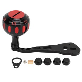 Fishing Reel Handle Aluminum Alloy Prevent Slip Ergonomic Replacement Baitcasting Reel Handle Black and Red