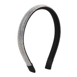 Statement Fashion Headband - Hair Accessories Bow Criss Cross Tie, Turban Fabric Wrap Bohemian Top Knot, Faux Pearl, Rattan Straw (Rhinestone Headband - Shiny AB)