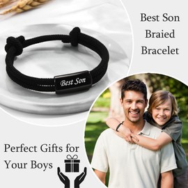 EYQV Son Gifts, Boys Braided Bracelet Teenage Boys Gifts for Son, Special Birthday Christmas Graduation Gifts for Son from Mum Dad, Stocking Fillers for Boys
