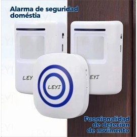 Letech® 2 Sensores Y Timbre Detector De Movimiento Con Campana Timbre Negocios Tiendas Leyi 1 Alarma + 2 Sensores Seguridad Hogar