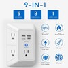 5-Outlet Surge Protector Wall Charger with 4 USB Ports -