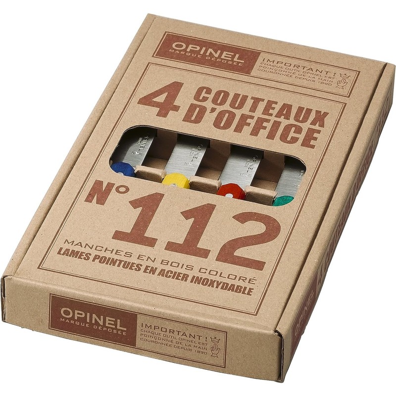 Opinel Küchenmesserset 4-teilig farbige Buchenholzgriffe 254316