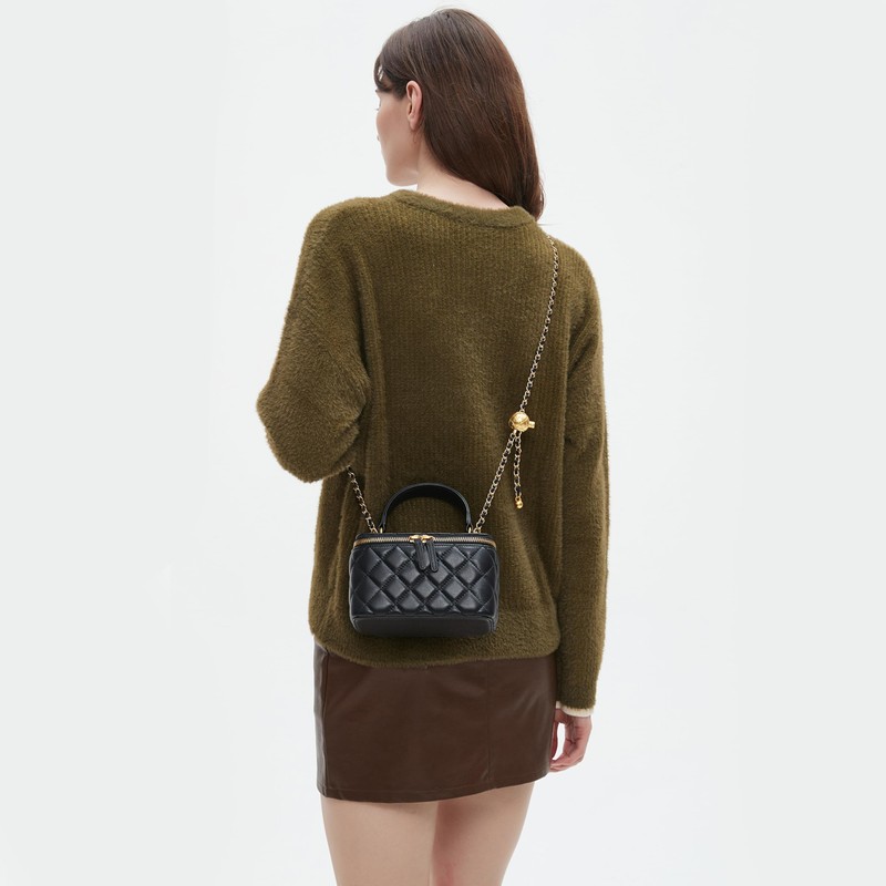 DORIS&JACKY Small Quilted Square Box Crossbody Purse For Women Designer