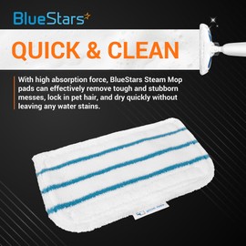 BlueStars [Upgraded] Steam Mop Pads Replacement Compatible with Black and Decker Steam Mop SM1600, SM1610, SM1620, HSMC1321, HSMC1321APB, HSMC1361SGP, BDH1855SM, BDH1760SM, SMP20 - Pack of 3