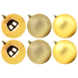 Benjia Extra Large Size Outdoor Christmas Ornaments, Oversized Huge Big Shatterproof Xmas Christmas Plastic Balls for Outside Lawn Yard Tree Hanging Decorations (4"/100mm, Gold, 6 Packs)