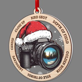 Camera Ornament, Camera Ornaments for Christmas Tree, 2 Layer Wood & Acrylic Christmas Ornament 2024, Photography Lover Onaments, Santa Camera Ornament, Camera Christmas Ornament, Camera Christmas