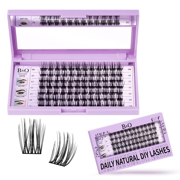 B&Q Z15 Eyelash Extensions, 84 Pieces, DIY Individual Eyelashes/Lash Clusters