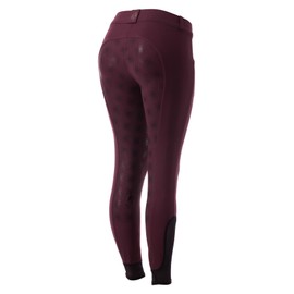 Equinavia Astrid Womens Silicone Full Seat Breeches | Mid Rise Riding Pants with Phone Pockets - Fig Purple/Brown - 28