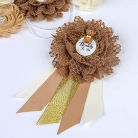 Jacsoii Maternity Sash Set,Blue Baby Shower Souvenir,Gender Reveal Decorations,Pregnancy Photography Props (Brown)