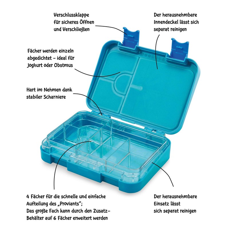 schmatzfatz Junior Children's Lunch Box, Bento Box with Variable Compartments