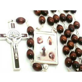 Large, Dark Wood Rosary Beads from Renowned CROMO NB Made in Italy, Stamped