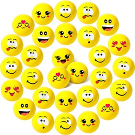 Pack of 30 Anti-Stress Balls for Children Adults Smile Face Stress Balls 1.6 Inch Mini Foam Stress Relief Balls Stress Relief Toy for Children's Birthday Gift (Cute Style)
