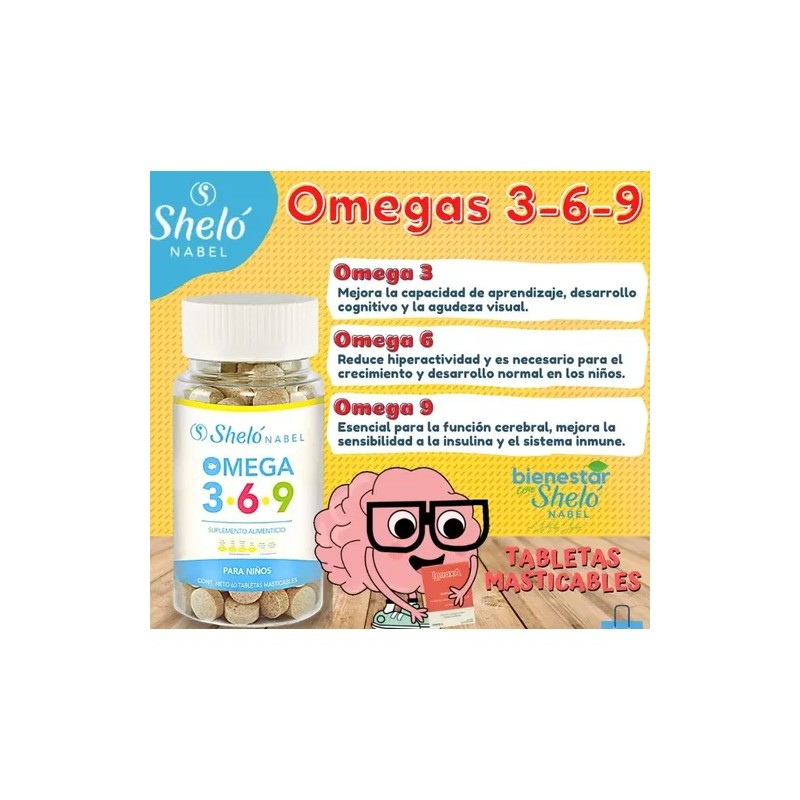 Omega 3-6-9 Para Niños 60 Tabletas 3 Acidos Shelo Nabel
