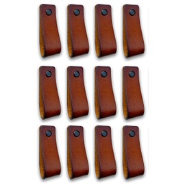 Brute Strength - Leather Drawer Pulls - Cognac - 48 pcs - 6-1/2 x 1 ’’ - Leather Handle - Leather Dresser Pulls - Cabinet knobs Dresser knobs - Dresser handles