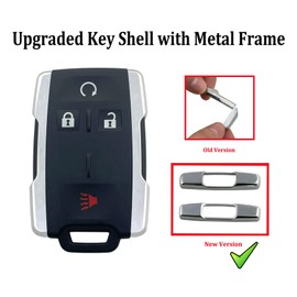 Upgraded Key Fob Shell Case Fits for Chevy Silverado Colorado GMC Canyon Sierra 2014 2015 2016 2017 2018 2019 2020 2021 Keyless Entry Remote Control Key Fob Cover M3N-32337100 (4 Buttons)