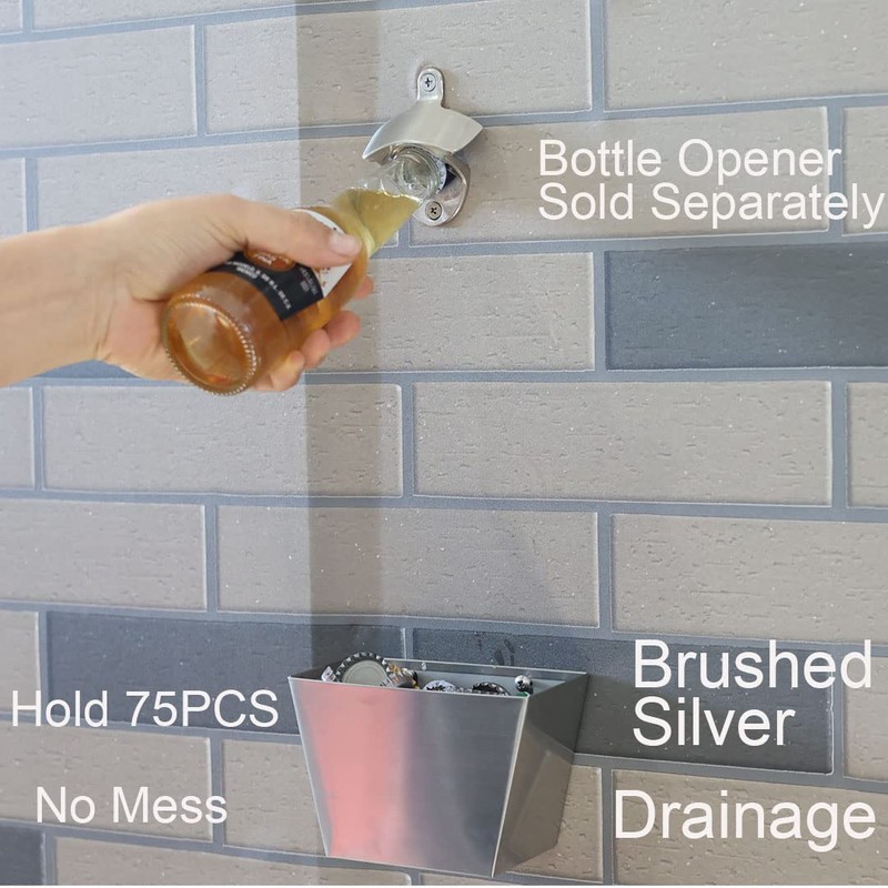 Luwanburg Outdoor Stainless Steel Beer Bottle Cap Catcher Wall Mounted