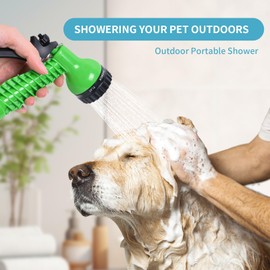 JIESIHAO Portable Shower Blue 8L with 7 Spray Modes, Hand Press with Removable Hose and Shower Head