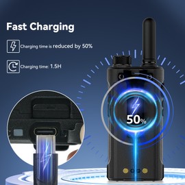 Retevis RB66P 3X Fast Charging Walkie Talkies for Adults,2 Way Radio with Earpiece,1500mAh Large Battery,USB-C Charging,Two Way Radio Long Range for Warehouse Logistics Event Planning(10 Pack)