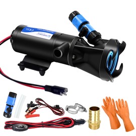 TDRFORCE 12v dc RV Macerator Pump Sewage Water Pump for RV Marine Boat Bilge Pump Portable RV Sewer Pump for Grey Black Water Tank 12GPM Self-Priming Campers Waste Dumping with Accessories Kit