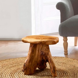 Greenage Cedar Roots Mushroom Accent Stool 12" x 15" x 13.5" Height Natural Wood Side Table Home Décor Rustic Plant Stand Accent Tree Stump Stool End Table for Living Room Live Edge Table