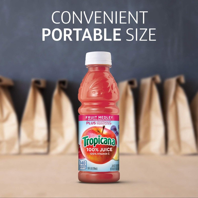 Tropicana 100% Fruit Medley Juice,Single Serve, 10 Fl Oz Bottles