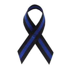 Support USA | American Made 125 Police Thin Blue Line Fabric Awareness Ribbons - Bag of 125 Lapel Ribbons with Safety Pins