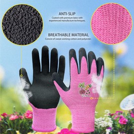Evridwear Kids Gardening Gloves for Boys Girls Outdoor Yard Work,Planting((3-12 years) (M (7-9yr), Pink)