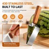 Triangle Watermelon Cutter, 430 Stainless Steel Slicer Tool with Wooden