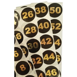 Vinyl Adhesive Numbers, 3.5 cm, 1-60, Black and Gold, Waterproof, for Filing Cabinets and Mailboxes (GOLD GLOSSY)