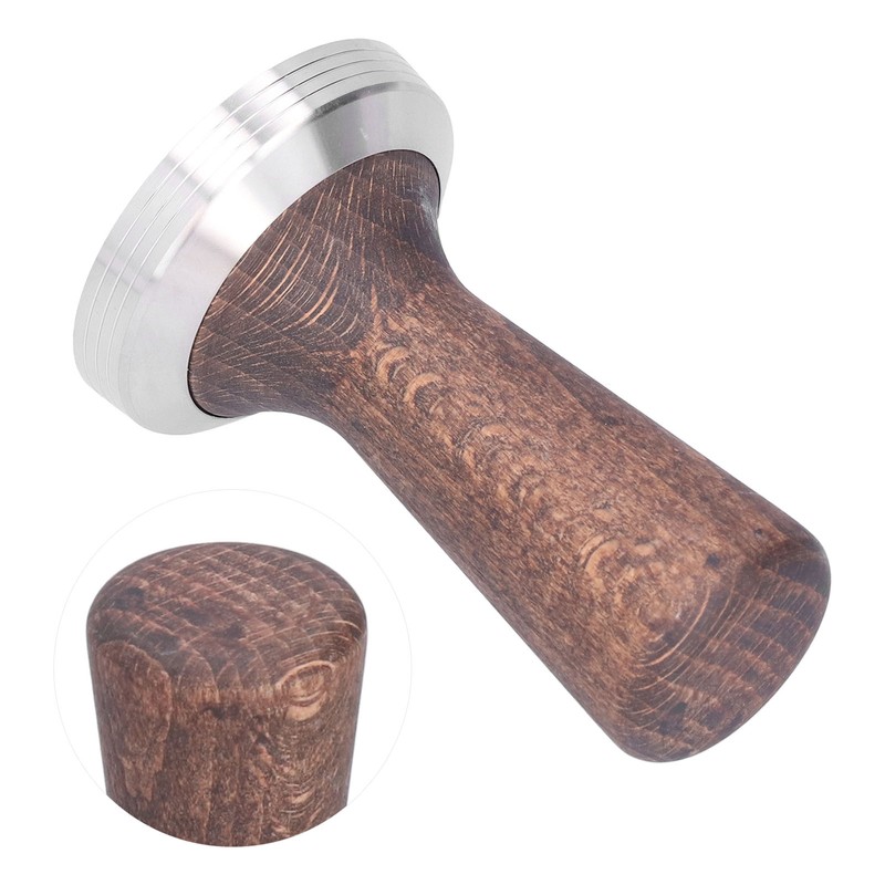 58mm Tamper Tool Black Walnut 304 Stainless Steel Portable Coffee