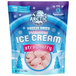 Arctic Farms Freeze Dried Premium Ice Cream That Does Not Melt (5 Ingredients) (1oz, Strawberry)