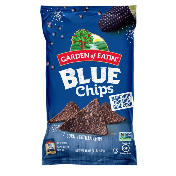Garden of Eatin' Tortilla Chips, Blue Corn, Sea Salt, 16 oz. (Pack of 12) (Packaging May Vary)